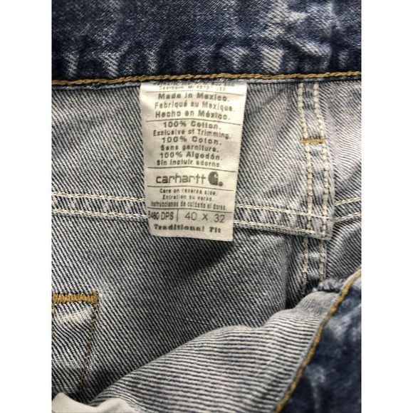 Carhartt Relaxed Fit Straight Leg Denim Blue Jeans Mens Size 40x32 C433 - Picture 7 of 9